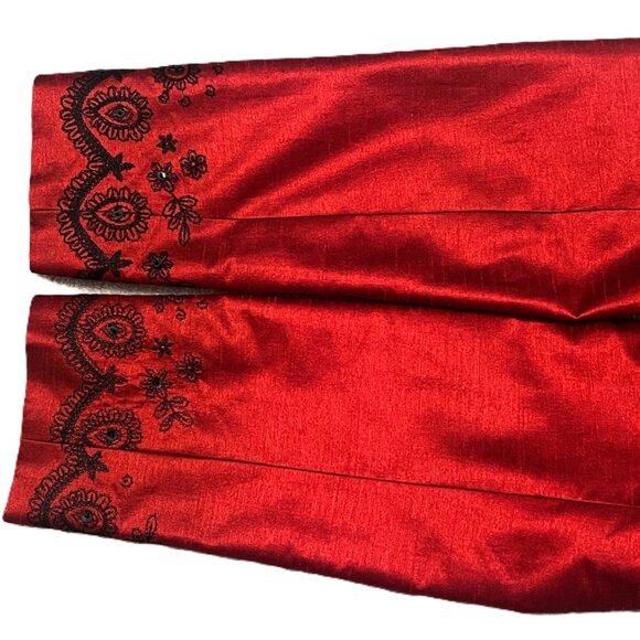 Silk Land Womens Long Sleeve Blazer Jacket Red 12 Christmas Holiday Embroidered - Picture 9 of 10